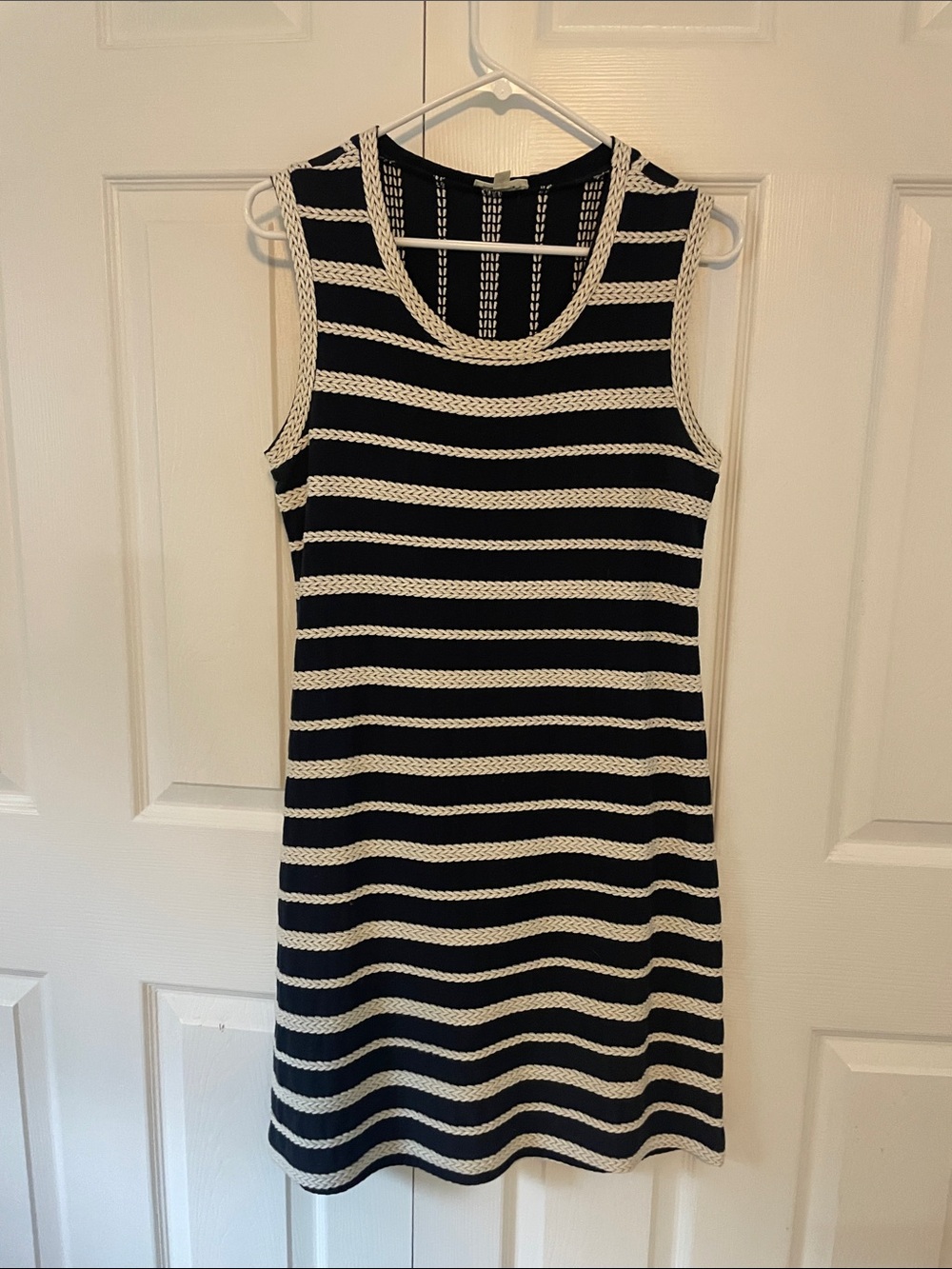 Max Studio Black & White Striped Sleeveless Knit Mini Dress